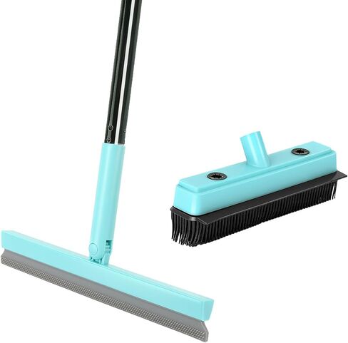 ممسحة أرضية ميشاو برأس دوار 180 درجة، مع مكنسة مطاطية لإزالة شعر الحيوانات الأليفة من السجاد، مكنسة هوائية، لإزالة سجاد الحيوانات الأليفة، أرضية من الخشب الصلب، تنظف الزجاج، الغبار الناعم، الشعر، السائل (أسود) in Kuwait