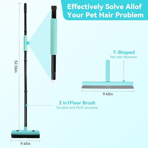 ممسحة أرضية ميشاو برأس دوار 180 درجة، مع مكنسة مطاطية لإزالة شعر الحيوانات الأليفة من السجاد، مكنسة هوائية، لإزالة سجاد الحيوانات الأليفة، أرضية من الخشب الصلب، تنظف الزجاج، الغبار الناعم، الشعر، السائل (أسود) in Kuwait