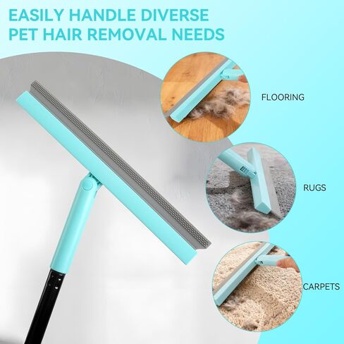 ممسحة أرضية ميشاو برأس دوار 180 درجة، مع مكنسة مطاطية لإزالة شعر الحيوانات الأليفة من السجاد، مكنسة هوائية، لإزالة سجاد الحيوانات الأليفة، أرضية من الخشب الصلب، تنظف الزجاج، الغبار الناعم، الشعر، السائل (أسود) in Kuwait