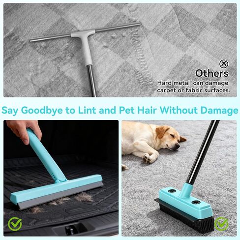 ممسحة أرضية ميشاو برأس دوار 180 درجة، مع مكنسة مطاطية لإزالة شعر الحيوانات الأليفة من السجاد، مكنسة هوائية، لإزالة سجاد الحيوانات الأليفة، أرضية من الخشب الصلب، تنظف الزجاج، الغبار الناعم، الشعر، السائل (أسود) in Kuwait