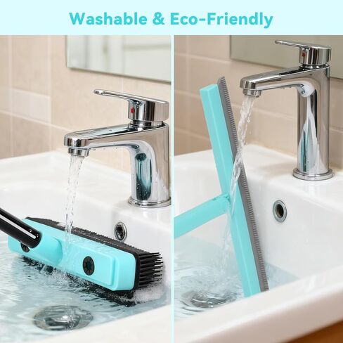 ممسحة أرضية ميشاو برأس دوار 180 درجة، مع مكنسة مطاطية لإزالة شعر الحيوانات الأليفة من السجاد، مكنسة هوائية، لإزالة سجاد الحيوانات الأليفة، أرضية من الخشب الصلب، تنظف الزجاج، الغبار الناعم، الشعر، السائل (أسود) in Kuwait