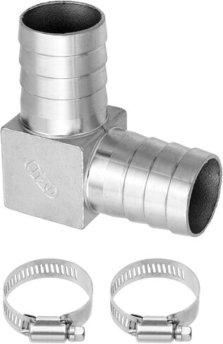 Semetall Hose Barb Fitting 1-1/2" ID,304 Stainless Steel 90 Degree L Shaped Elbow Hose Barb Fittings with Hose Clamps(Pack of 1) in Saudi Arabia