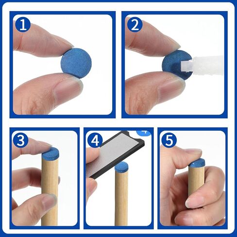 30Pcs Billiard Pool Cue Tips Replacement Kit with Storage Box, 15pcs 12mm Pool Stick Tips 15pcs 13mm Pool Stick Tips Blue Cue Tips for Pool Cues and Snooker in Saudi Arabia