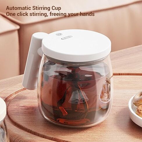 Zerodis Electric Mixing Coffee Mug Thickened Glass with Automatic Stirring 400ml Capacity for Home and Office in Kuwait
