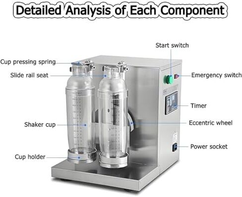 ماكينة رج شاي الحليب الكهربائية، كوب مزدوج من الفولاذ المقاوم للصدأ، ماكينة هزاز أوتوماتيكية لشاي الفقاعات والعصير والقهوة والحليب والكوكتيلات in Kuwait