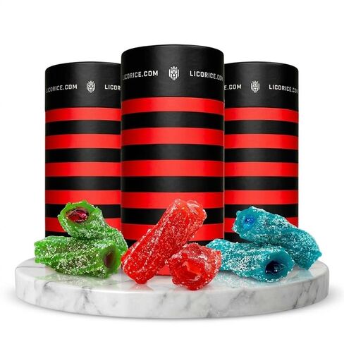 Licorice.com | Candy Gift Box | Soft & Chewy Australian Red, Black & Fruity Licorice | Yummy Strawberry, Green Apple & Raspberry | Great Gift Idea for Holidays and Birthdays | Pack of 3 in Saudi Arabia