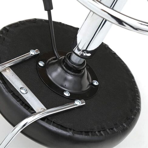 Adjustable Rolling Stool with Backrest, 360° Swivel, Black PU Leather, 18.5-24.2 inch Height in Saudi Arabia