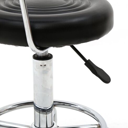 Adjustable Rolling Stool with Backrest, 360° Swivel, Black PU Leather, 18.5-24.2 inch Height in Saudi Arabia