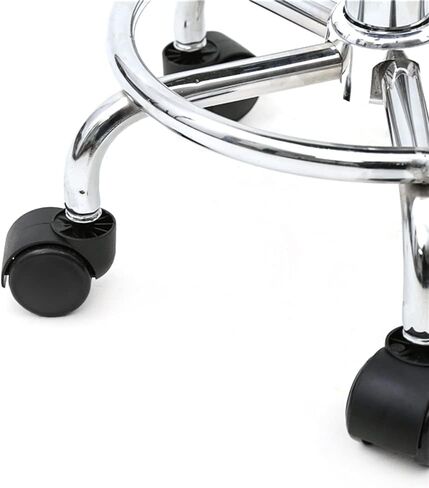 Adjustable Rolling Stool with Backrest, 360° Swivel, Black PU Leather, 18.5-24.2 inch Height in Saudi Arabia