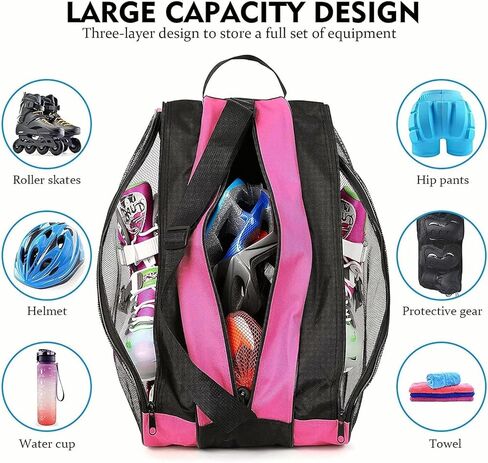 Unisex Ice Skate Bag with Adjustable Shoulder Strap - Breathable Oxford Cloth Skating Shoes Storage Bag in Saudi Arabia