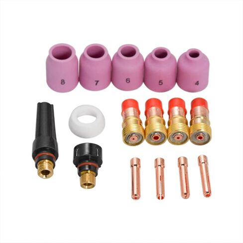 16pcs Welding Torch Stubby Gas Lens Kit Cup Collet Body Nozzle for WP 17/18/26 Series Machine Accessories tig Welding Accessories in Saudi Arabia