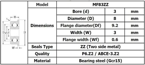 10pcs MF83ZZ Flange Bearing 3x8x3mm Miniature Deep Groove Ball Shielded Bearings MF83Z in Saudi Arabia