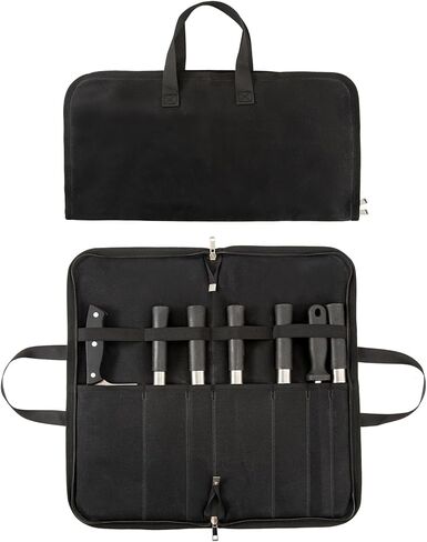 Knife Roll,Heavy Duty Knife Bag,Waxed Canvas knife Case with 4 Slots for Knives & Kitchen Tools,Chef Knife Bag with Handle.Portable Knife Roll Bag for Stroage Home Traveling Camping.Case Knives Pouch in Kuwait