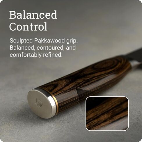 سكين الشيف Shun Premier مقاس 8 بوصات، سكين مطبخ ياباني مصنوع يدويًا للطهاة المحترفين والمنزليين، قلب VG-MAX مع غطاء من الفولاذ المقاوم للصدأ الدمشقي، مقبض من خشب الباكا in Kuwait