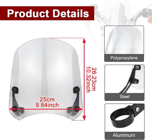 الزجاج الأمامي Xitomer متوافق مع Harley Sportster 883 XL883 1200 Custom XL1200 Low 2004-2019 الزجاج الأمامي للدراجات النارية مع دعامة (دخان) in Saudi Arabia