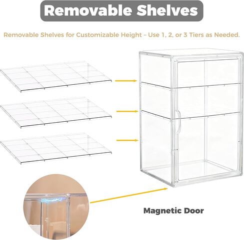 علبة عرض معجنات أكريليك قابلة للتعديل من 4 طبقات مع أبواب مغناطيسية، صندوق خبز مخبز على سطح المنضدة لكعك الدونات والبسكويت، درجة طعام شفافة، 15.75 × 11.81 × 9.84 بوصة، عبوة واحدة in Kuwait