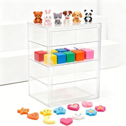 علبة عرض معجنات أكريليك قابلة للتعديل من 4 طبقات مع أبواب مغناطيسية، صندوق خبز مخبز على سطح المنضدة لكعك الدونات والبسكويت، درجة طعام شفافة، 15.75 × 11.81 × 9.84 بوصة، عبوة واحدة in Kuwait