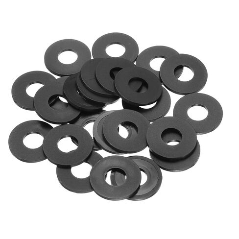 PATIKIL M10 Nylon Flat Washer, 24 Pcs 10mm ID 25mm OD 2mm Thick Plastic Sealing Gasket Spacer for Fasten Screws Flanges Faucet Pipe Valves, Black in Saudi Arabia