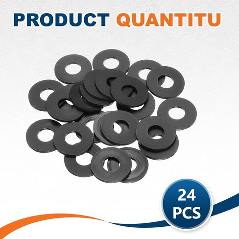 PATIKIL M10 Nylon Flat Washer, 24 Pcs 10mm ID 25mm OD 2mm Thick Plastic Sealing Gasket Spacer for Fasten Screws Flanges Faucet Pipe Valves, Black in Saudi Arabia