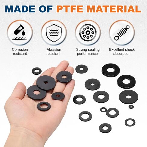 PATIKIL M10 Nylon Flat Washer, 24 Pcs 10mm ID 25mm OD 2mm Thick Plastic Sealing Gasket Spacer for Fasten Screws Flanges Faucet Pipe Valves, Black in Saudi Arabia