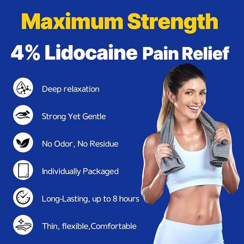 4% Lidocaine Maximum Strength Pain Relief Gel Patches,Numbing Gel Patch for Back, Shoulder, Muscle, Joints, Knee Pain Relief,15 Counts in Kuwait