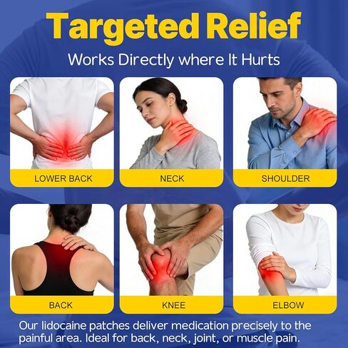4% Lidocaine Maximum Strength Pain Relief Gel Patches,Numbing Gel Patch for Back, Shoulder, Muscle, Joints, Knee Pain Relief,15 Counts in Kuwait