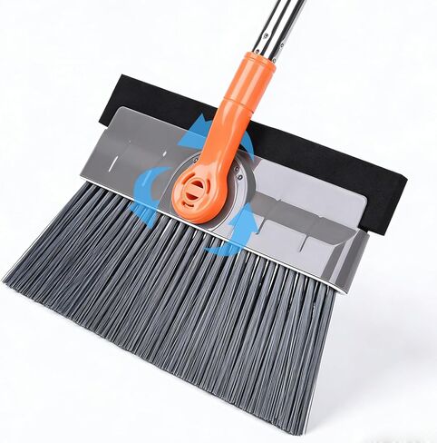 Floor Scrubber for Rotational Head, 50 inch Lightweight Floor Scrub Brush with Long Handle and Squeegee for Cleaning Tile Wall Deck Bathroom Patio Garage Kitchen, Grey in Saudi Arabia