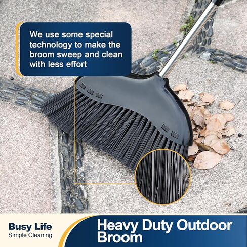 Yocada Heavy Duty Broom Outdoor&Indoor Broom Commercial for Courtyard Garage Lobby Mall Market Floor Home Kitchen Room Office Pet Hair Rubbish 56.9Inch Black in Saudi Arabia