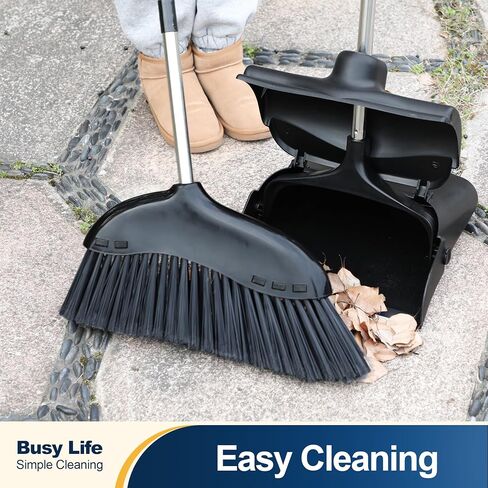 Yocada Heavy Duty Broom Outdoor&Indoor Broom Commercial for Courtyard Garage Lobby Mall Market Floor Home Kitchen Room Office Pet Hair Rubbish 56.9Inch Black in Saudi Arabia