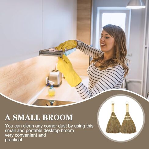 Healifty 2pcs Ergonomic Hand Broom – Natural Straw Desktop Duster for Home & Kitchen, Compact Sweeping Brush in Saudi Arabia