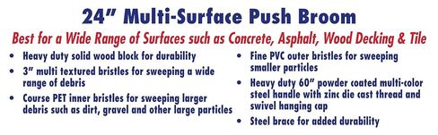 Pbma24004 Heavy Duty 24" Multi-Surface Push Broom with Silver/Black Handle in Kuwait