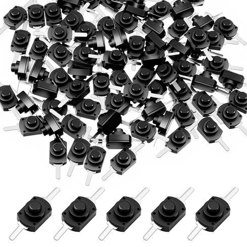 80 PCS Mini Latching Push Button Switch On Off Self-Lock Push Button DC 30V 1A Black Micro Switch on Off, Micro PushButton Switchs for DIY SMD Flashlight Type Light Lamp Wall Outlet, Black - 1208YD in Saudi Arabia
