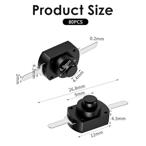 80 PCS Mini Latching Push Button Switch On Off Self-Lock Push Button DC 30V 1A Black Micro Switch on Off, Micro PushButton Switchs for DIY SMD Flashlight Type Light Lamp Wall Outlet, Black - 1208YD in Saudi Arabia