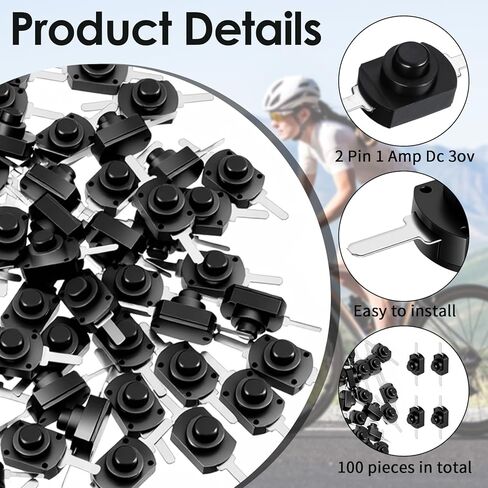 80 PCS Mini Latching Push Button Switch On Off Self-Lock Push Button DC 30V 1A Black Micro Switch on Off, Micro PushButton Switchs for DIY SMD Flashlight Type Light Lamp Wall Outlet, Black - 1208YD in Saudi Arabia