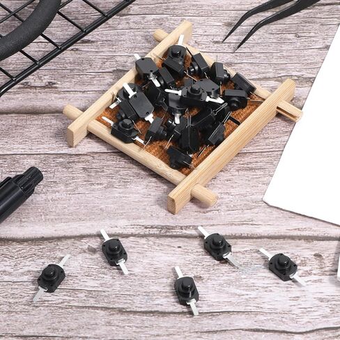 80 PCS Mini Latching Push Button Switch On Off Self-Lock Push Button DC 30V 1A Black Micro Switch on Off, Micro PushButton Switchs for DIY SMD Flashlight Type Light Lamp Wall Outlet, Black - 1208YD in Saudi Arabia