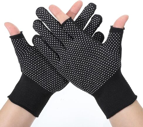 SynHHergyx 2 Pair Black Fingerless Gloves Women, Lightweight Half-Finger Slip Breathable Fingerless Work Gloves for Construction Nylon Fitness Cycling Motorcycle Mail Carrier in Saudi Arabia