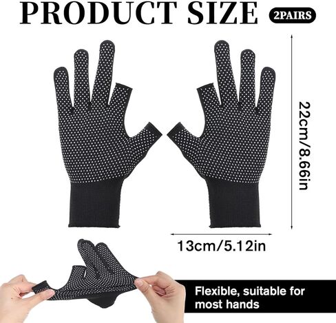 SynHHergyx 2 Pair Black Fingerless Gloves Women, Lightweight Half-Finger Slip Breathable Fingerless Work Gloves for Construction Nylon Fitness Cycling Motorcycle Mail Carrier in Saudi Arabia