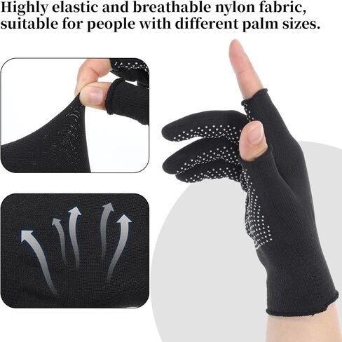 SynHHergyx 2 Pair Black Fingerless Gloves Women, Lightweight Half-Finger Slip Breathable Fingerless Work Gloves for Construction Nylon Fitness Cycling Motorcycle Mail Carrier in Saudi Arabia