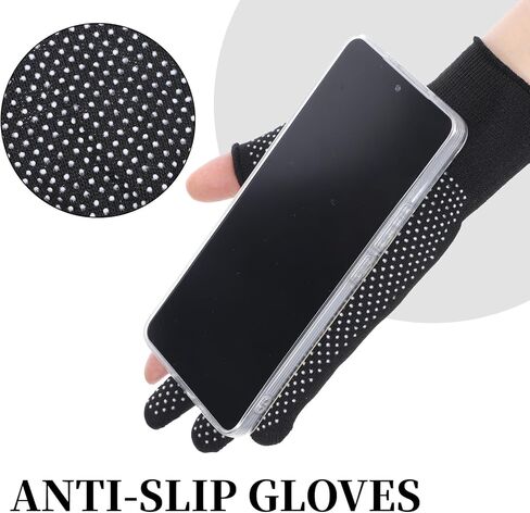 SynHHergyx 2 Pair Black Fingerless Gloves Women, Lightweight Half-Finger Slip Breathable Fingerless Work Gloves for Construction Nylon Fitness Cycling Motorcycle Mail Carrier in Saudi Arabia
