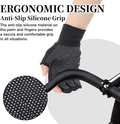SynHHergyx 2 Pair Black Fingerless Gloves Women, Lightweight Half-Finger Slip Breathable Fingerless Work Gloves for Construction Nylon Fitness Cycling Motorcycle Mail Carrier in Saudi Arabia
