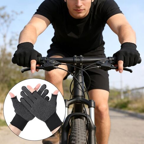 SynHHergyx 2 Pair Black Fingerless Gloves Women, Lightweight Half-Finger Slip Breathable Fingerless Work Gloves for Construction Nylon Fitness Cycling Motorcycle Mail Carrier in Saudi Arabia
