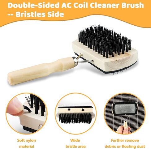 Double-Sided AC Coil Cleaner Brush, AC Coil Cleaning Brush for Condenser & Evaporator Coils, Practical Tool for Home and Commercial Air Conditioner Maintenance Cleaning in Saudi Arabia