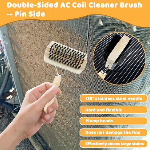 Double-Sided AC Coil Cleaner Brush, AC Coil Cleaning Brush for Condenser & Evaporator Coils, Practical Tool for Home and Commercial Air Conditioner Maintenance Cleaning in Saudi Arabia