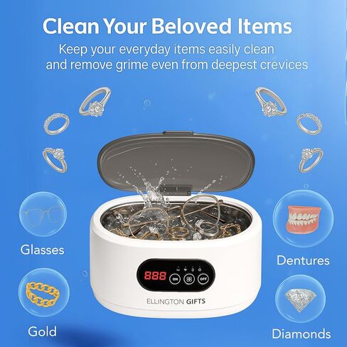 Ultrasonic Jewelry Cleaner 22Oz – 48kHz Sonic Cleaner with 5 Timer Modes, 35W Power – for Rings, Retainers, Dentures, Eyeglasses, Silver, Watches, Coins & Jewelry Cleaning in Saudi Arabia