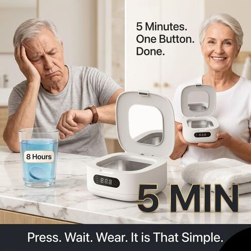 Original Klenopod UV Ultrasonic Pod for Dentures, Retainers, Aligners, Large Tank, Portable, Travel Friendly, USB-C Charging in Saudi Arabia