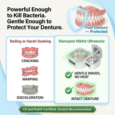 Original Klenopod UV Ultrasonic Pod for Dentures, Retainers, Aligners, Large Tank, Portable, Travel Friendly, USB-C Charging in Saudi Arabia