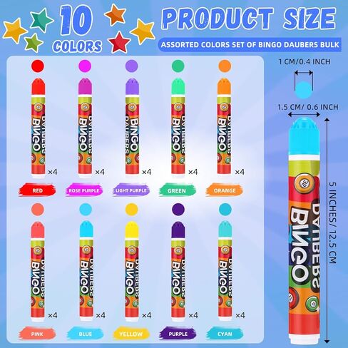 Crtiin 40 Pack Mixed Colors Set of Bingo Daubers Dot Markers Bingo Supplies in 10 Colors Dot Markers Paint Craft Ideal for Art and Crafts Painting Supplies Drawing Coloring in Saudi Arabia