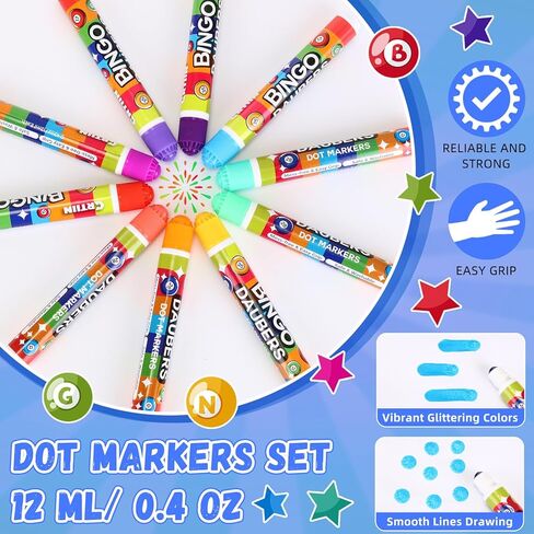 Crtiin 40 Pack Mixed Colors Set of Bingo Daubers Dot Markers Bingo Supplies in 10 Colors Dot Markers Paint Craft Ideal for Art and Crafts Painting Supplies Drawing Coloring in Saudi Arabia