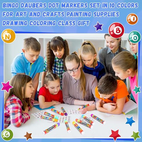 Crtiin 40 Pack Mixed Colors Set of Bingo Daubers Dot Markers Bingo Supplies in 10 Colors Dot Markers Paint Craft Ideal for Art and Crafts Painting Supplies Drawing Coloring in Saudi Arabia