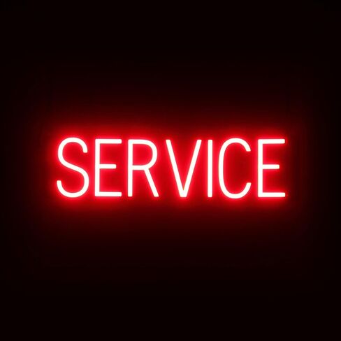 SpellBrite SERVICE Sign | Directional Sign with Neon Look, Red LED Light Source | 24.9" x 6.3" in Saudi Arabia